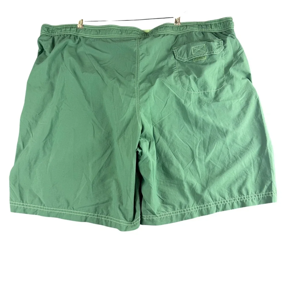 Caribbean Swimwear Mens Green Board Shorts Parrot Logo Mesh Lined Size 44